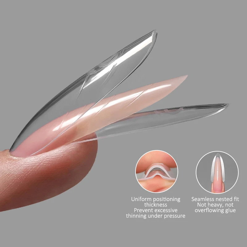 【Peace】Sandwich Dual Nail Forms 240pcs 14Size Quick Extensions-Dual Forms T-shaped Ellipse Manicure Forms Top Mold Bottom Mold D