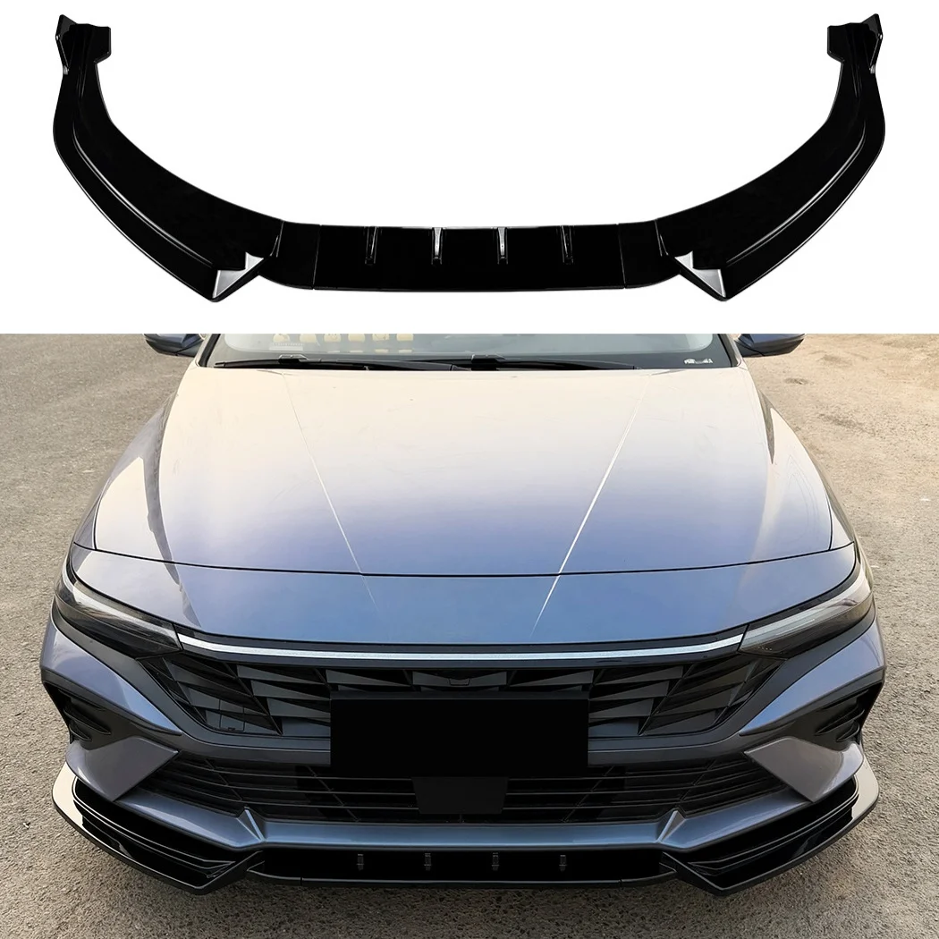 3pcs Front Bumper Lip Splitter Diffuser Spoiler Body Kit for Hyundai Elantra MK7.5 2024 2025 2026 Tuning Modification Body Kit