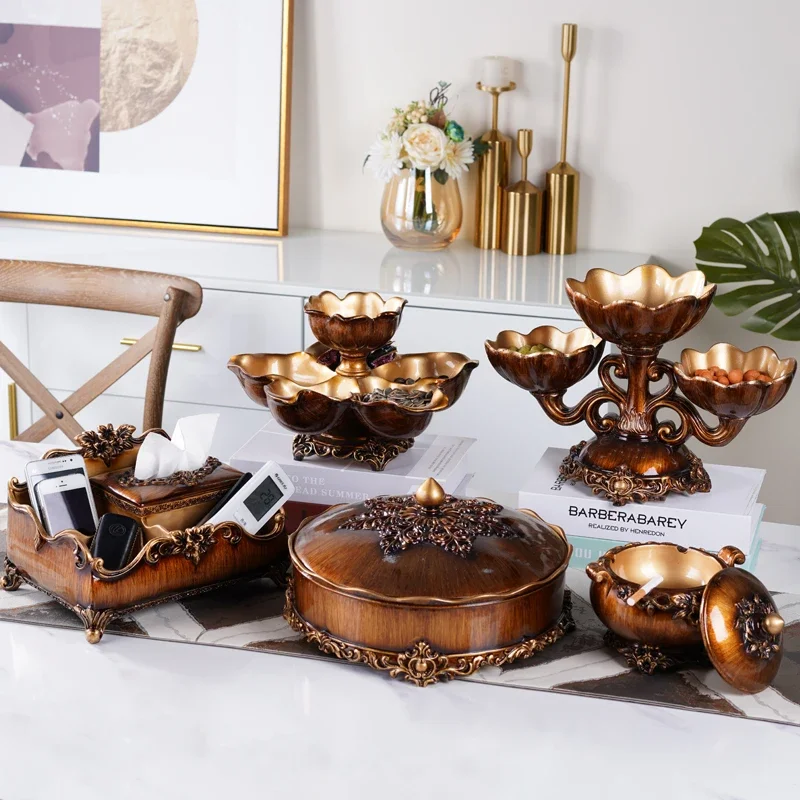 

Light Luxury Carved Dried Fruit Plate Creative Tea Table Tray Elegant Home Decor Set Stylish Serving Dish Decorative Tray