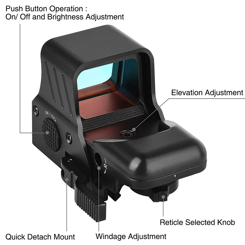 1x22x33mm Red Dot Sight with Quick Detach Mount 4 Reticle Reflex Sight Scope Tactical Optics Collimator Sight for 20mm Rail