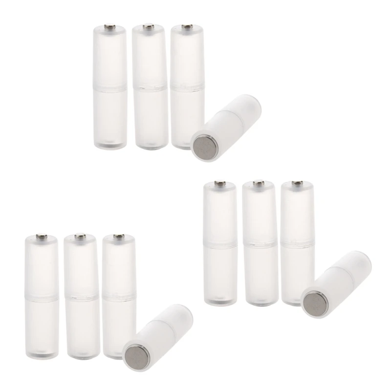 12 Pcs AAA To AA Battery Cell Converter Adaptor Cylindrical Case Holder