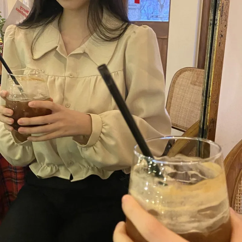 Camicetta Bubble Sve da donna Sweet Chic Coreano Sle ort irt Orlo in pizzo floreale Versatile dimagrante per donna taglie forti