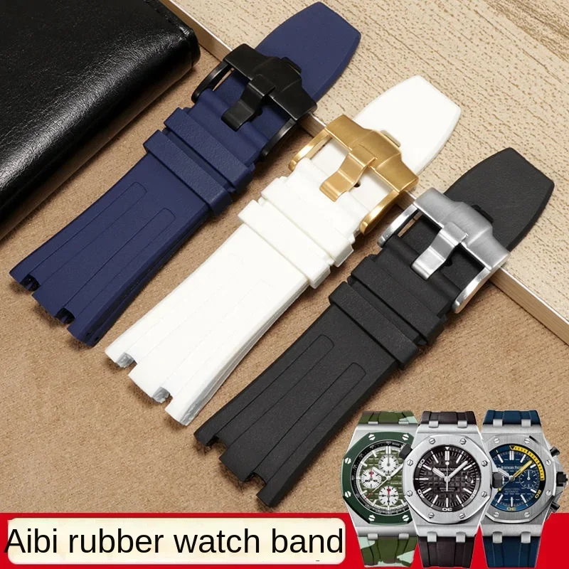 Silicone Watch Strap for Aibi Royal Oak Offshore 15710 15703 Waterproof Sweat-Proof Rubber Watchband Accessories 28mm Wristband