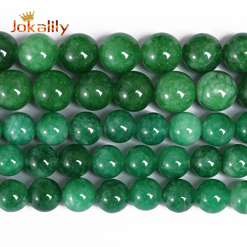 Natural Green Emerald Jades Beads For Jewelry Making Round Loose Stone Beads DIY Bracelet Necklace Accessories 4 6 8 10 12mm 15\