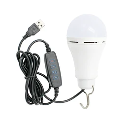 1pcs Outdoor 6W USB Powered LED Light Camping 3 Colors Adjustable Dimmable Bulb For Fishing Hiking Tent Emergency Night Lamp