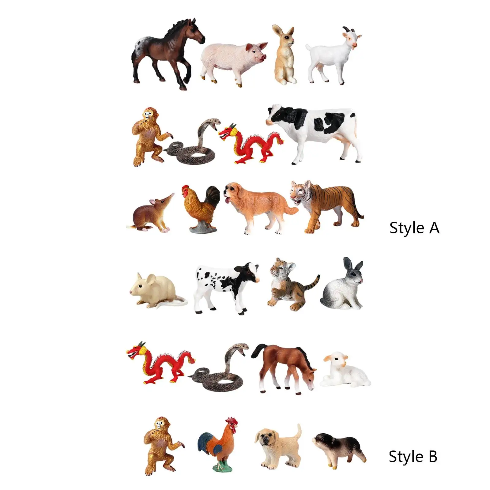 12Pcs Animals Model Lifelike Cake Topper Kids Educational Toy for Kids Toy Boys