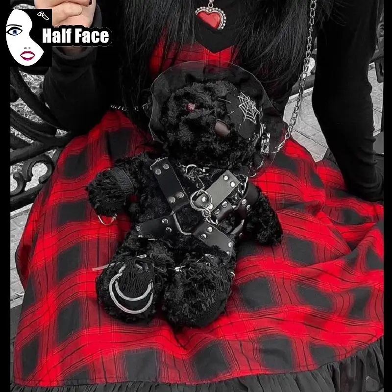 Y2K Girls Harajuku Gothic damskie Punk jedno ramię Lolita Crossbody Bear Halloween plecak na jedno ramię modyfikacja torby Tote