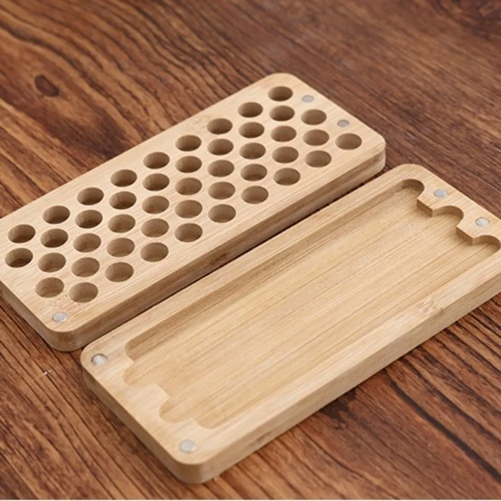 Wood Rectangle Palette Painting Box Empty Box Handmade Mini Watercolor Paint Box with Magnetic Lids Portable