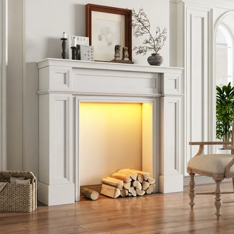 American Retro Fireplace Cabinet Pastoral Decorative Storage Rack Simple Mantel Shelf for Home Wedding Photo Props