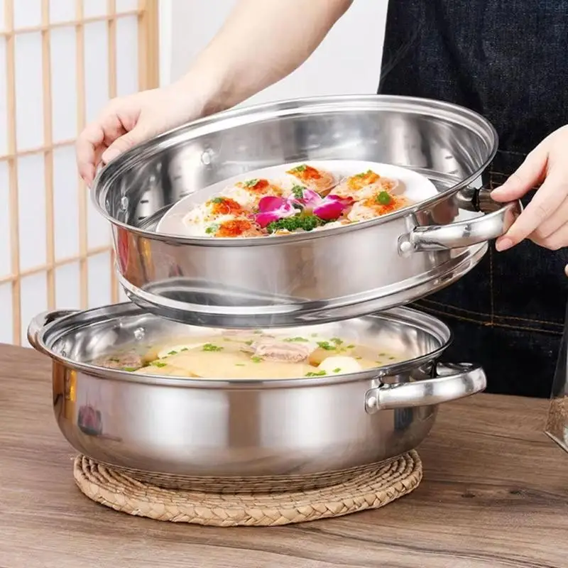 23GA Multifunctional 2 Layer Steamer Pot Corrosions Resistant Materials Fast Heating Base For Diverse Recipes