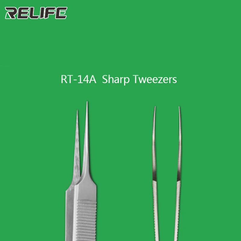 RELIFE RT-14A/14SA High Precision Stainless Steel Tweezers Curved and Straight Forceps For Electronic Cell Phone Repair Tool