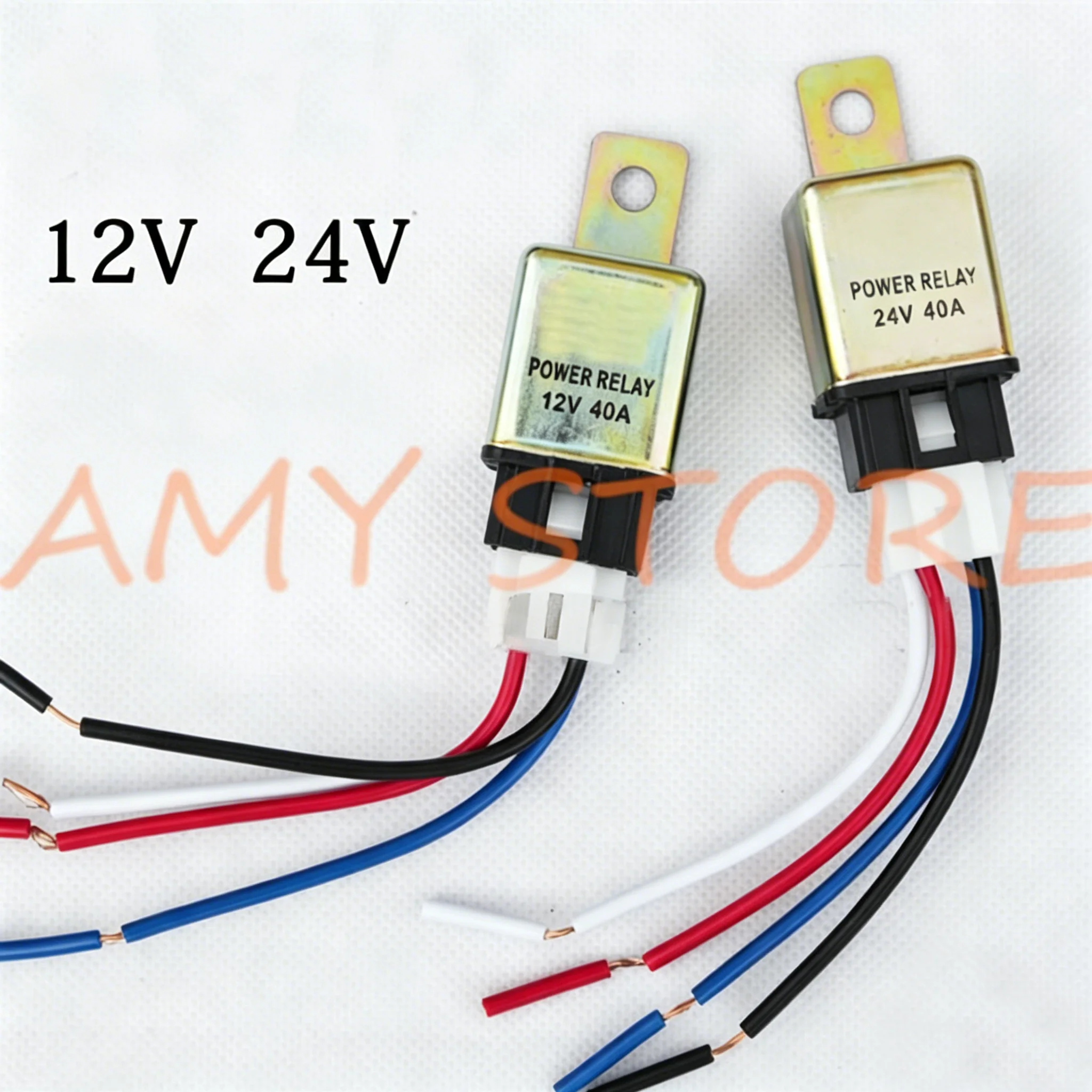 DC 12V 24V 40A NO Car Auto Truck Automotive Air Conditioning Electronic Fan Heat Dissipation Power Relay 4 Pin + Harness Socket