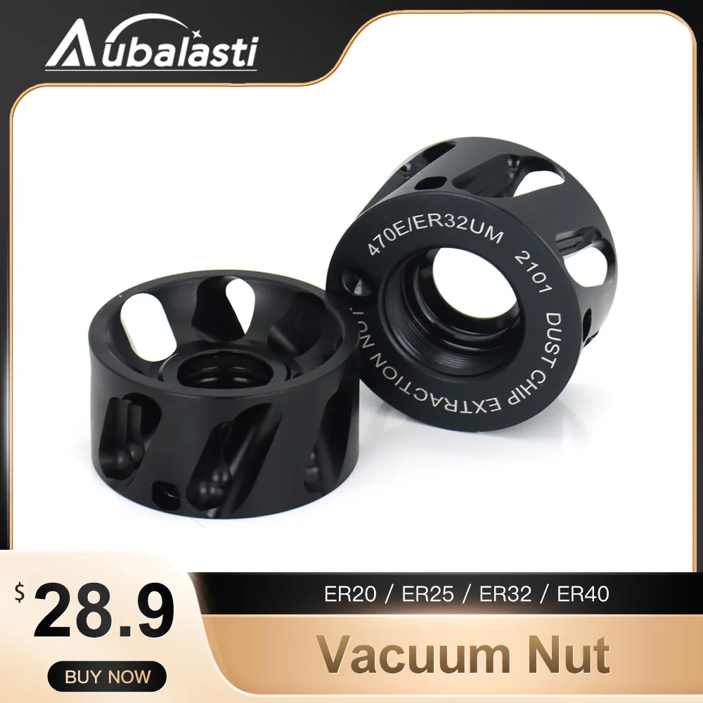 Aubalasti 1Pcs ER20 ER25 ER32 ER40 Vacuum Nut Speed 24000rpm Aluminum Anti-Rust Shock Absorption Professional Dust Removal Nut