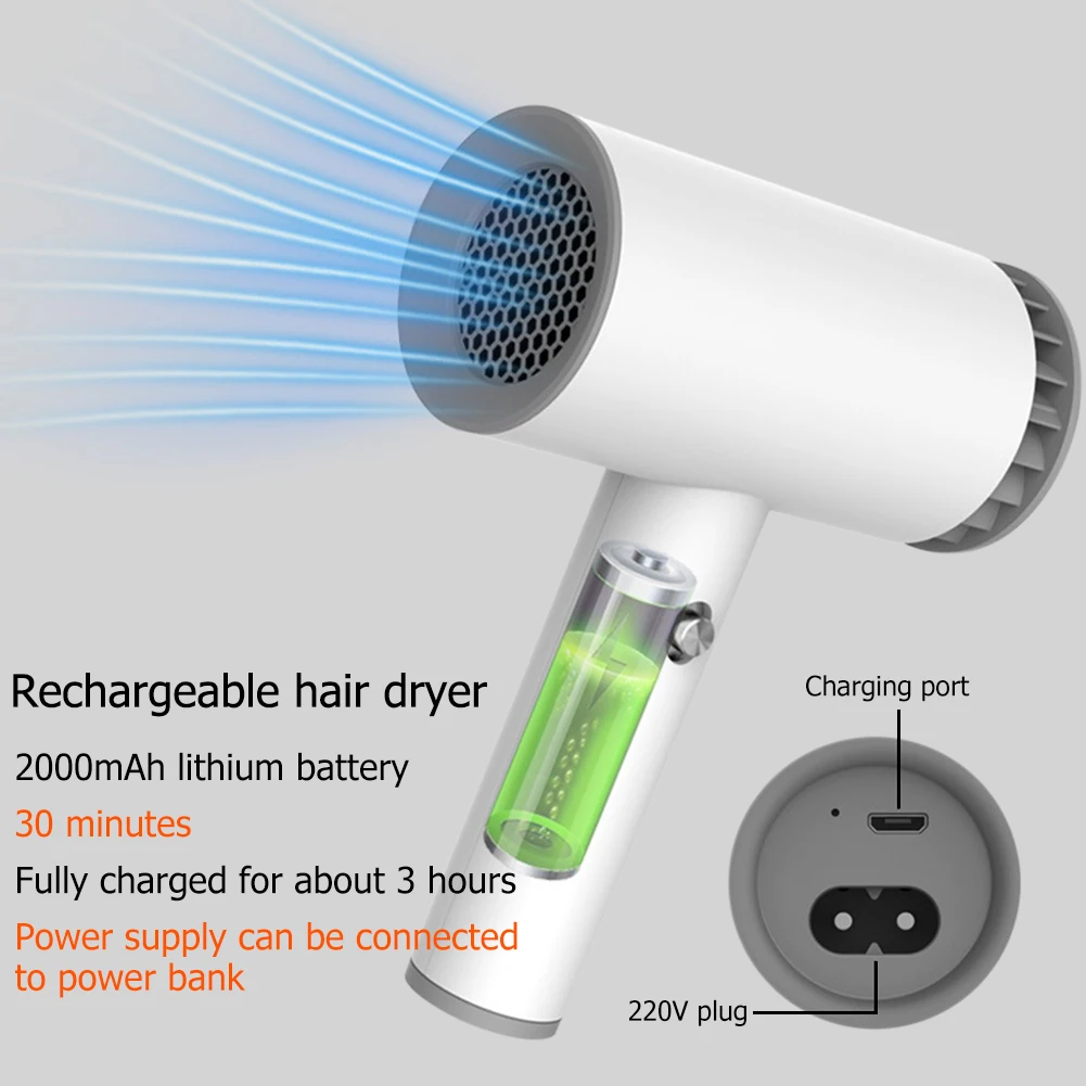 Portable Hairdryer Diffuser Constant Practical Smart Cordless Mini Hair Dryer Salon Hairdressing Utensils