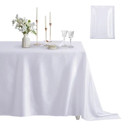 1 Pack Rectangle Tablecloth Stain Resistant Wrinkle Free Silkly Soft Table Cloth, Satin Dining Table Cloths for Dining Room