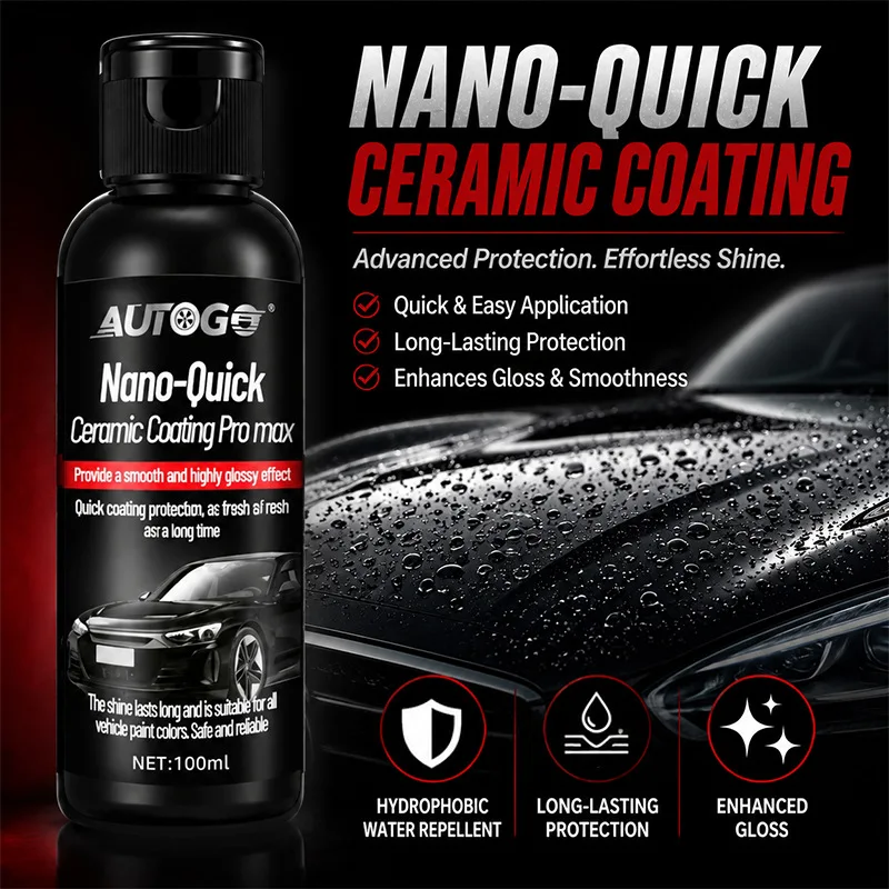 Nano-Quick Ceramic Coating Pro Max 100ml Car Paint Protector Hydrophobic Water Repellent High Gloss Long Lasting Vehicle Ceramic