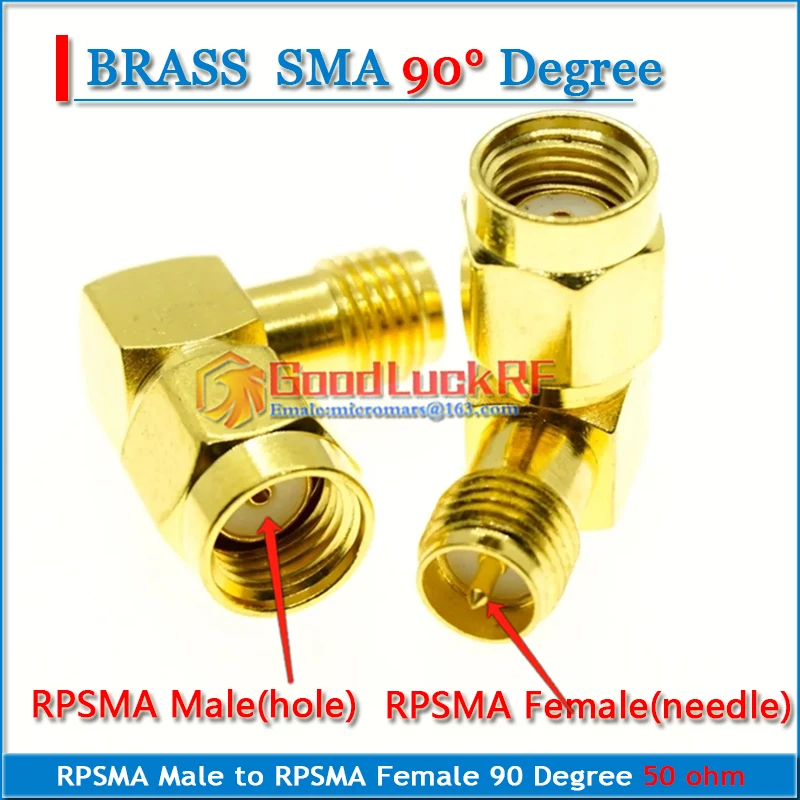 RP SMA RP-SMA RPSMA Male to RPSMA Female Plug Type L 90 Degree Right Angle Gold Plated Brass RF Connection Adapter