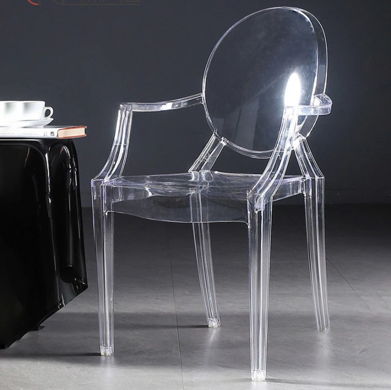 Nordic Dining Chair  Kitchen Acrylic Transparent Chair Plastic Crystal Devil Ghost Chair Creative Designer Makeup Armchair F