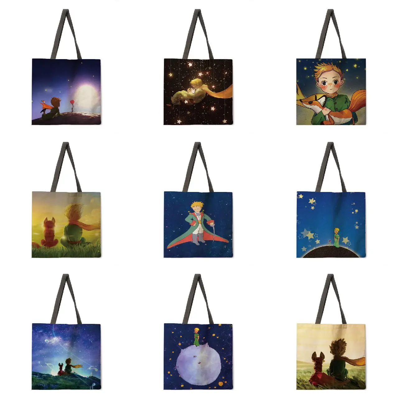 

Cartoon Anime Linen Bag Handbag Lightweight Shoulder Bag Large Capacity Eco-friendly Shopping Bag Tote Bag