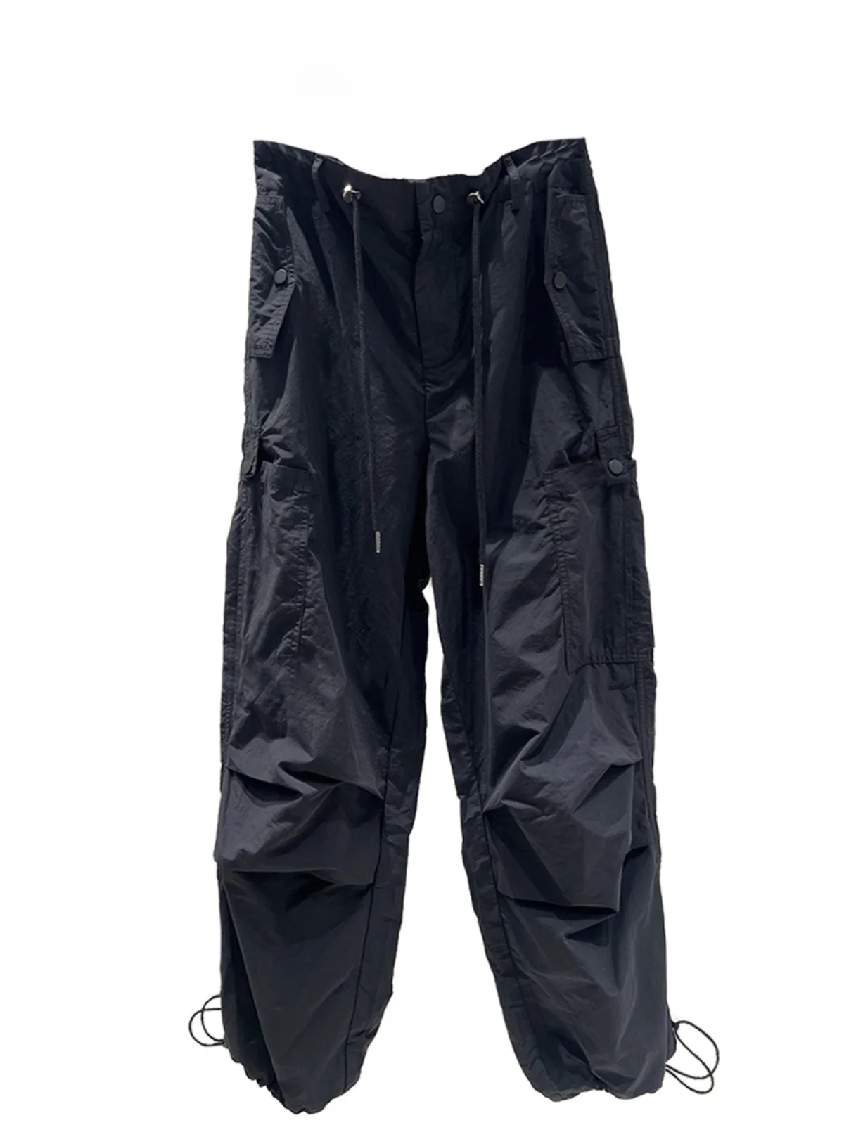 Black Casual Wide Leg Workwear Trousers for Women High Waist Straight Cut Harlan Cuffed Long Pants Autumn Winter New Arrival