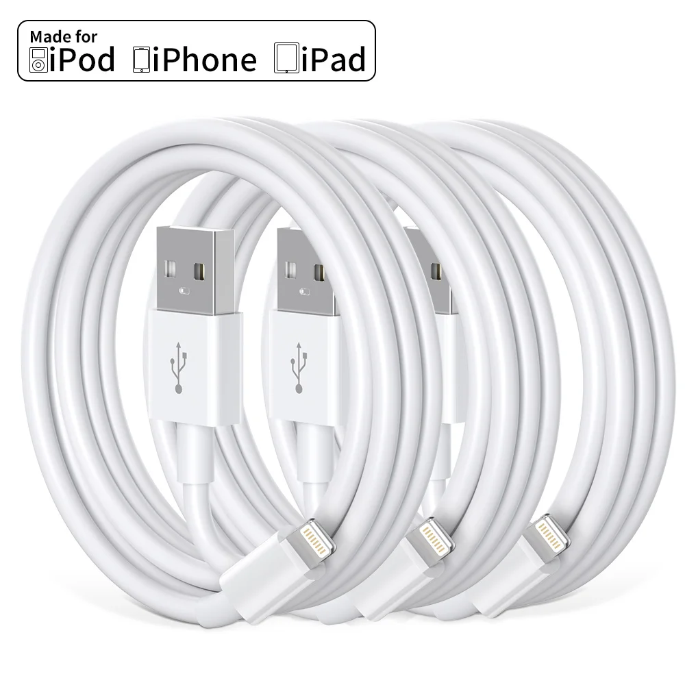 MFi certification 3PCS USB To Lighting Cable For iPhone 14 13 12 Pro Max X XS XR 8 7 Plus iPad 2.4A Fast Charger Data Wire Cord