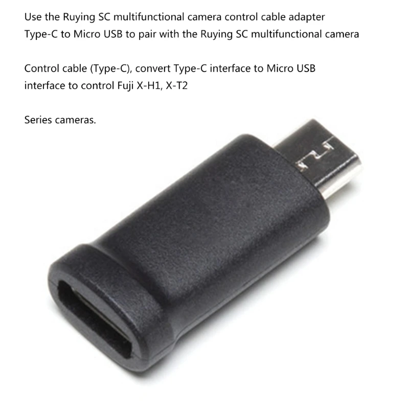 محول كابل كاميرا أسود يحول النوع C إلى موصل Micro USB لـ Ronin