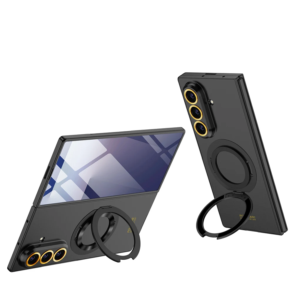Magnetic Ring Holder Stand Fold7 Fold6 Case For Samsung Galaxy Z Fold 7 6 Ultra-thin Metal Lens With Glass Film Protective Cover