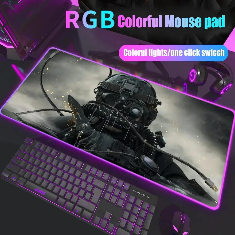 

Death Stranding Mouse Pad Gamer Rgb Desk Mat Back Light Led Mousepad Setup Gaming Accessories Deskmat Big Mousepad Backlight