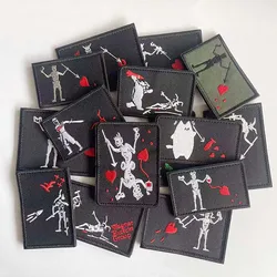 Pirate Flag Emblem Black Beard Edward Teach Tactical Badge Fabric Applique Embroidery Hook and Loop Patch for Armband,Backpack