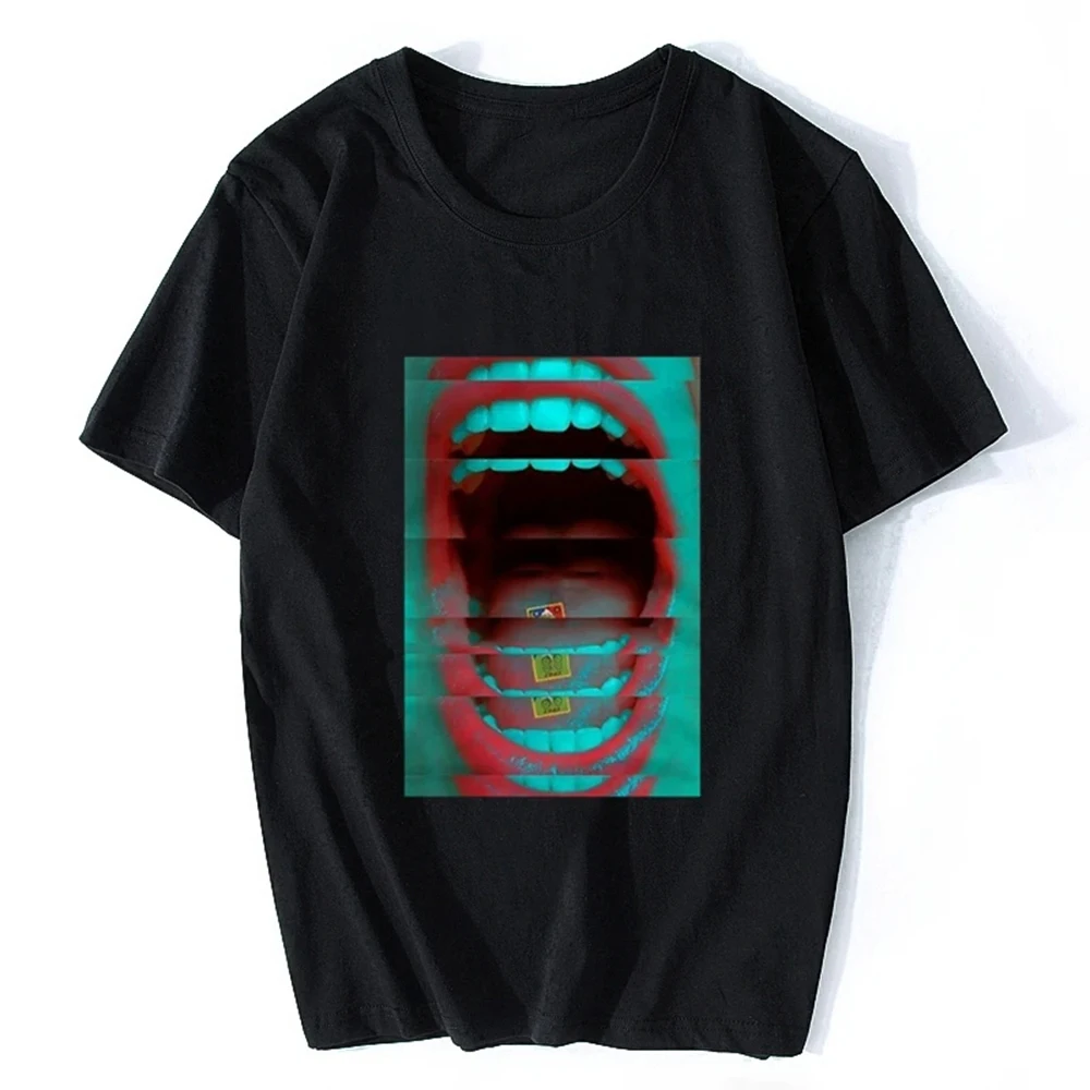 الرجال Lsd الشفاه حمض Mdma Xtc تريبي مخدر Vaporwave ضائع الشباب أحد عشر كالي باريس القطن تي شيرت الهيب هوب تيز القمم