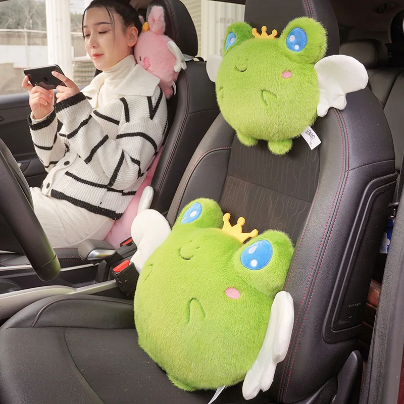 

Cute Rabbit Pig Panda Frog Car Head Plush Pillow Kawaii Soft Stuffed Sofa Chair Pillow Filling Home Office Car Plush Nup Pillow
