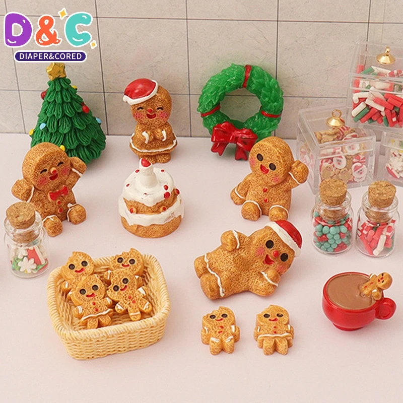 22Pcs/Set Dollhouse Mini Creative Christmas Candy Biscuit Accessories Model Miniature Scene Xmas Kids Toys DIY Decoration