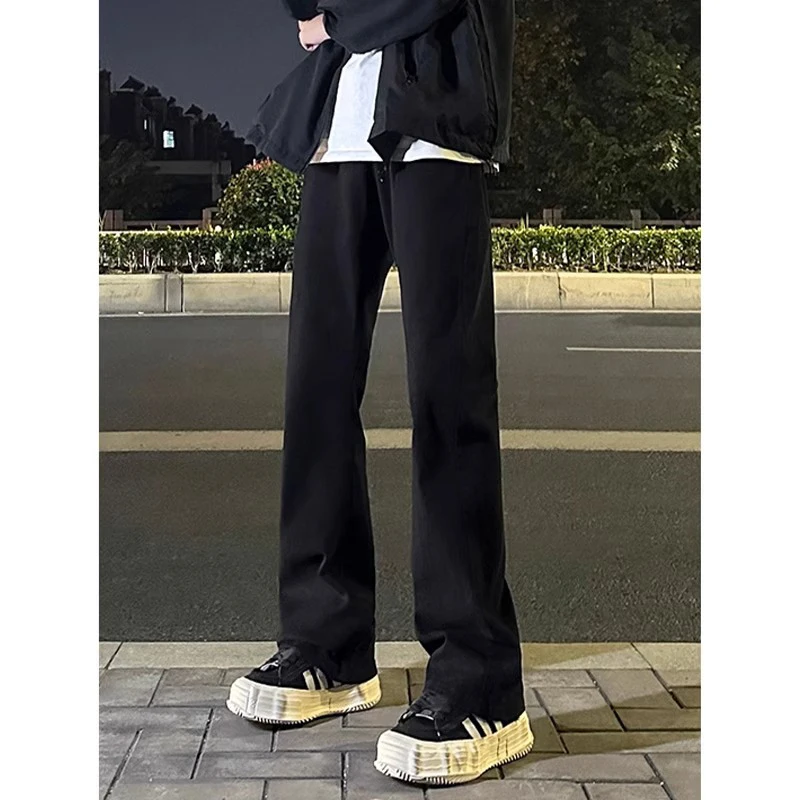 

Retro American Bla Flared Jeans Men's Spring Autumn Winter Fce Lined Extended Straight Leg Trousers Trendy High Street B...