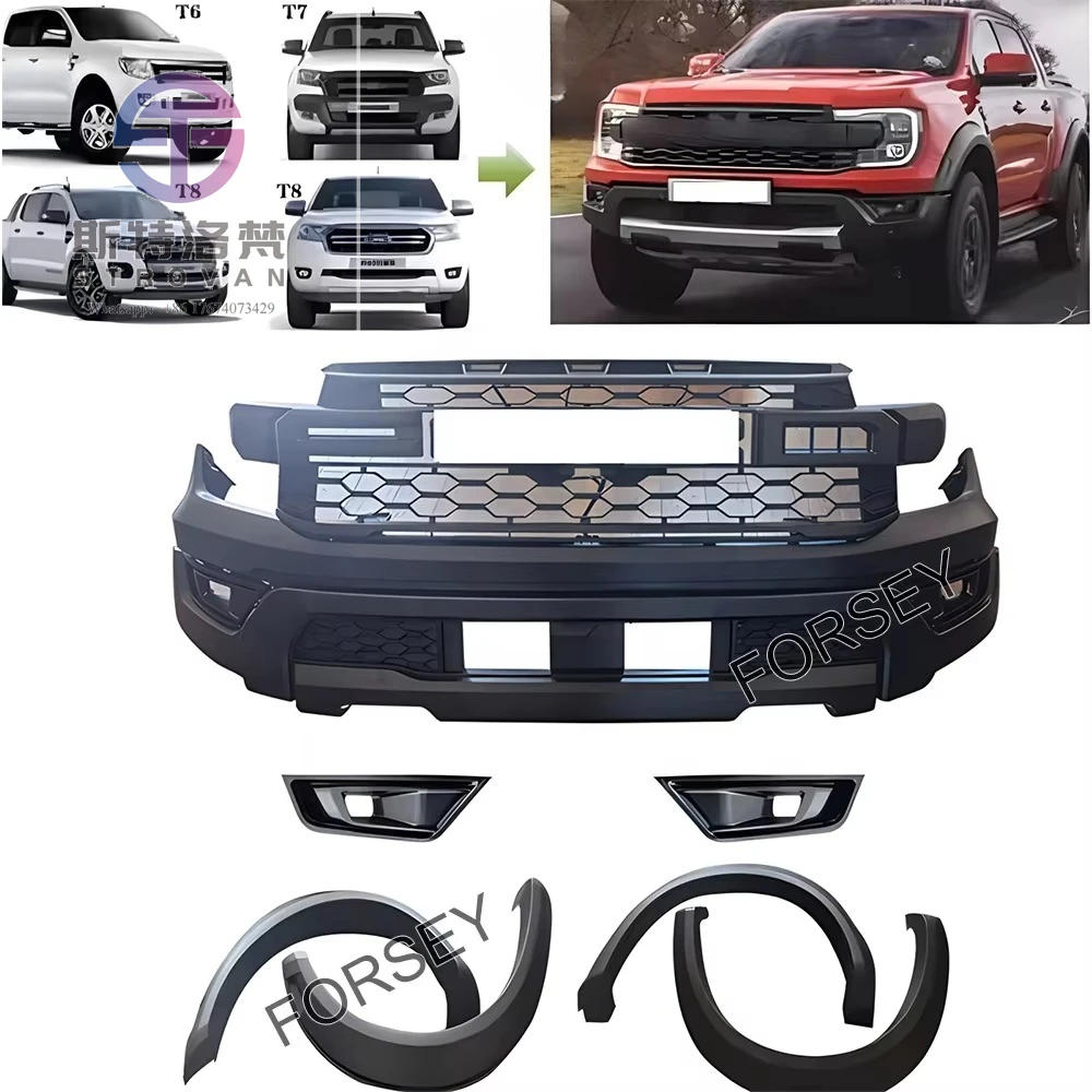 ترقية رابتور 2023 اكسسوارات أجزاء الجسم واسعة المصد الأمامي طقم الجسم لرينجر T6 T7 T8 2012-2020