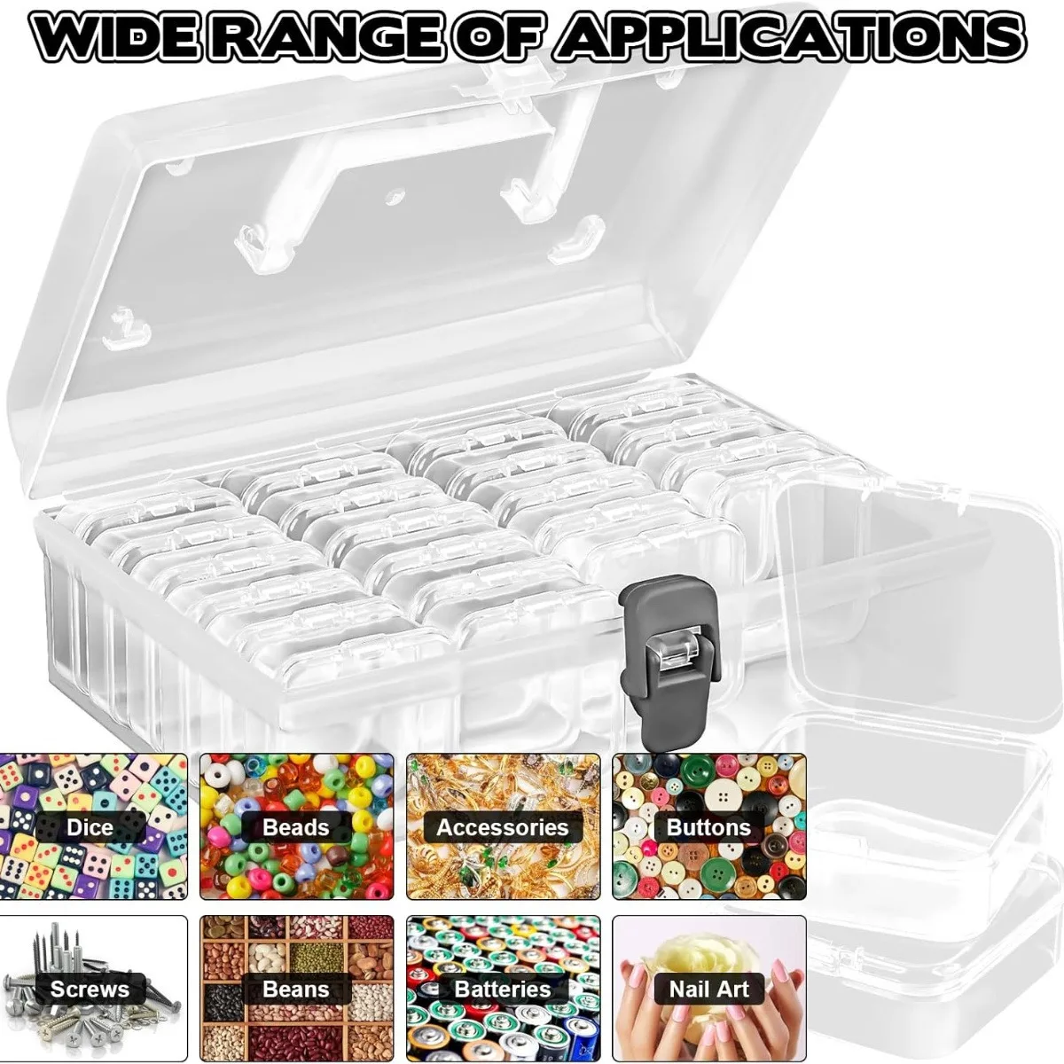 Mini 24-Compartment Portable Square Storage Box Transparent Plastic Parts Organizer Ideal for Bead Sorting And Storage