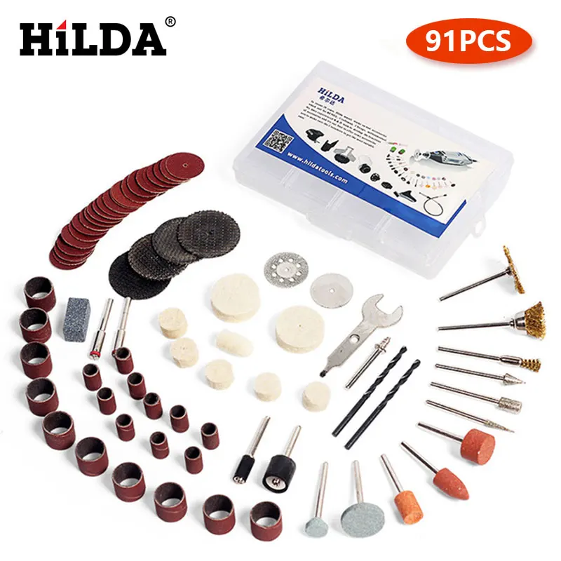 

HILDA 92Pcs Wood Metal Engraving Electric Rotary Tool Accessory for Dremel Bit Set Grinding Polish Cutting Cut 1/8" for Dremel