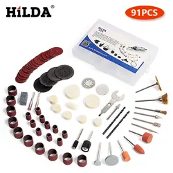 HILDA 92Pcs Wood Metal Engraving Electric Rotary Tool Accessory for  Dremel Bit Set Grinding Polish Cutting Cut 1/8