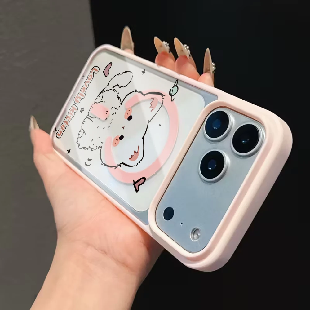 Niedliche Katzen-Schutzhülle für Magsafe iPhone 15 16 Pro Max 17 14 11 13 12 Pro Max Plus Hüllen Magnetisches Kabelloses Laden Coque – Detail 10