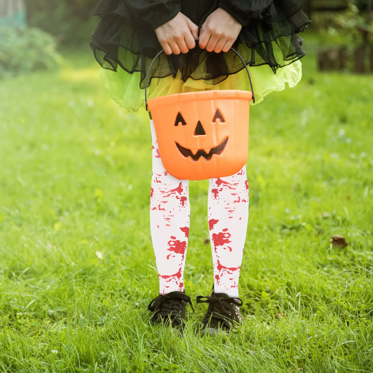 

2 пары чулок на Хэллоуин, кровавые длинные носки, костюм для вечеринки, носки с изображением крови и зомби для Хэллоуина, чулки для косплея