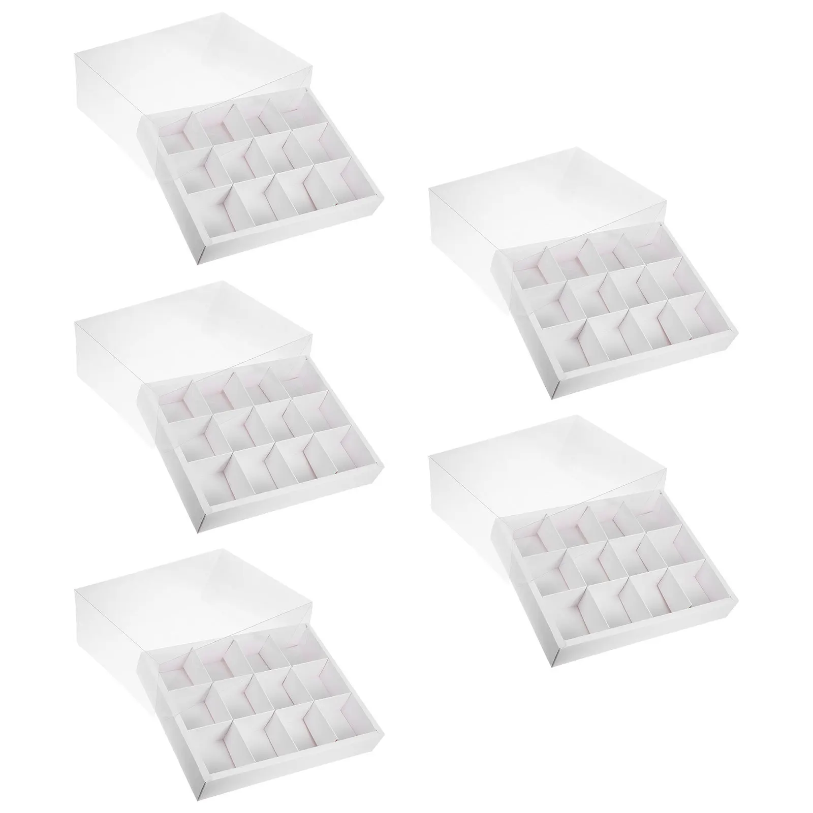 

5pcs Paper Cupcake Boxes 12-Compartment Clear Lid Mousse Cake Container Bakery Dessert Packaging Transparent Cake Box Bulk