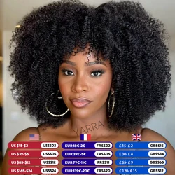 180 250 Density Afro Kinky Curly Human Hair Wigs With Bang For Black Women Brazilian 100% Human Hair Remy Full Machine Made Hair
