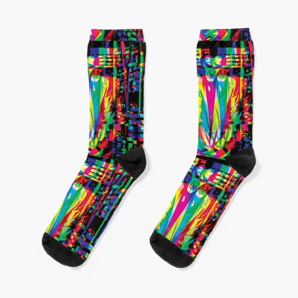 Quentin Tarantino Trippy Glitch | StokedUpArt Socks Argentina snow sports stockings Luxury Woman Socks Men's