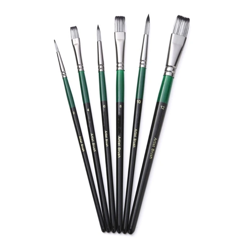 6x Paint Brushes Set Artist Paintbrushes Oil Watercolor Acrylic Paint Brushes Dropship