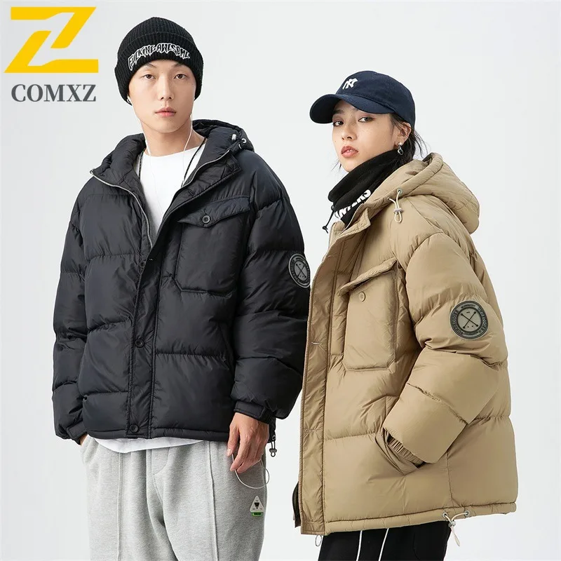 COMXZ Men Bread Jacket Thermal Solid Design Street Snowy Durable Outdoor Activity Padded Jacket Classic Cotton-Padded Jacket