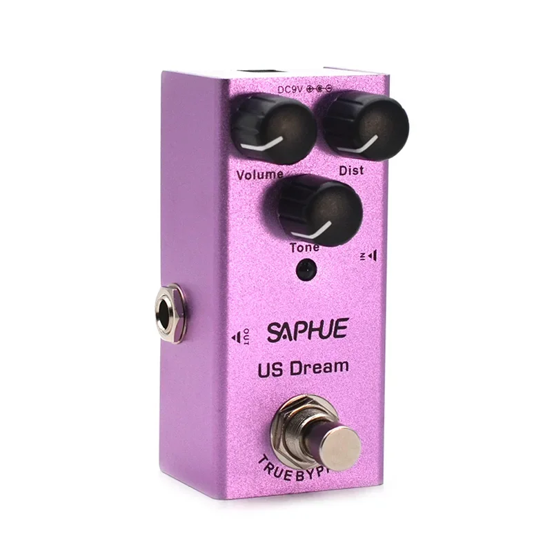 SAPHUE Electric Guitar US Dream Distortion Pedal Volume/Dist/Tone Knob Effect Pedal Mini Single Type DC 9V True Bypass