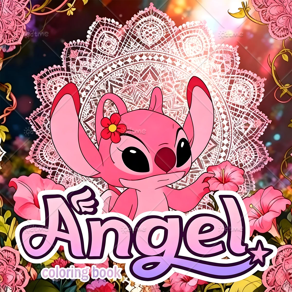 Libro para Colorear con Temática de Stitch y Angel, Ilustraciones de Mandalas Caprichosas, Libros para Colorear Creativos con Temática de Disney para Aliviar la Ansiedad
