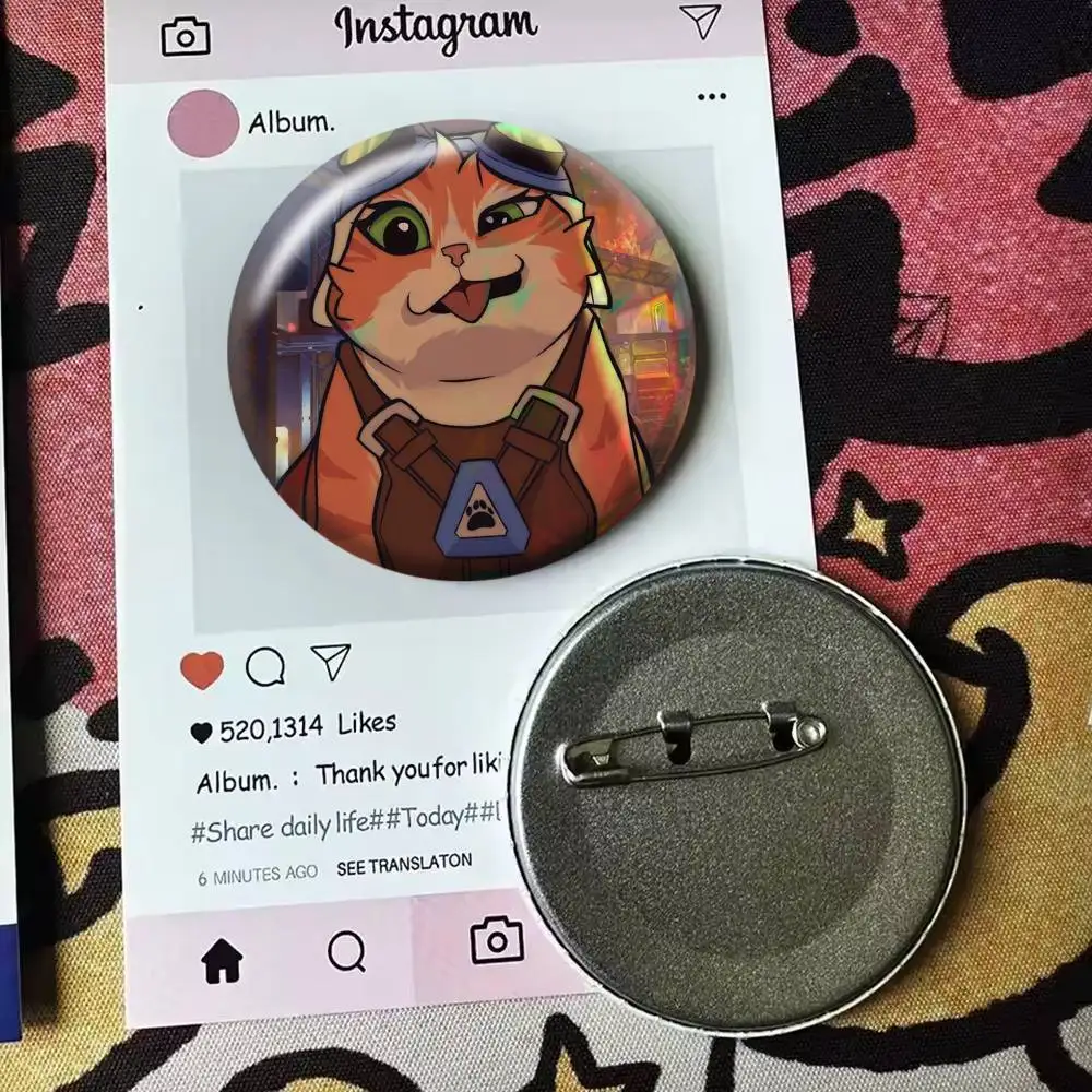 O-Overwatch J-Jetpack cat   Badge 25 32 44 58 75 mm Round Fans Collect Friends Gifts Brooch Souvenir