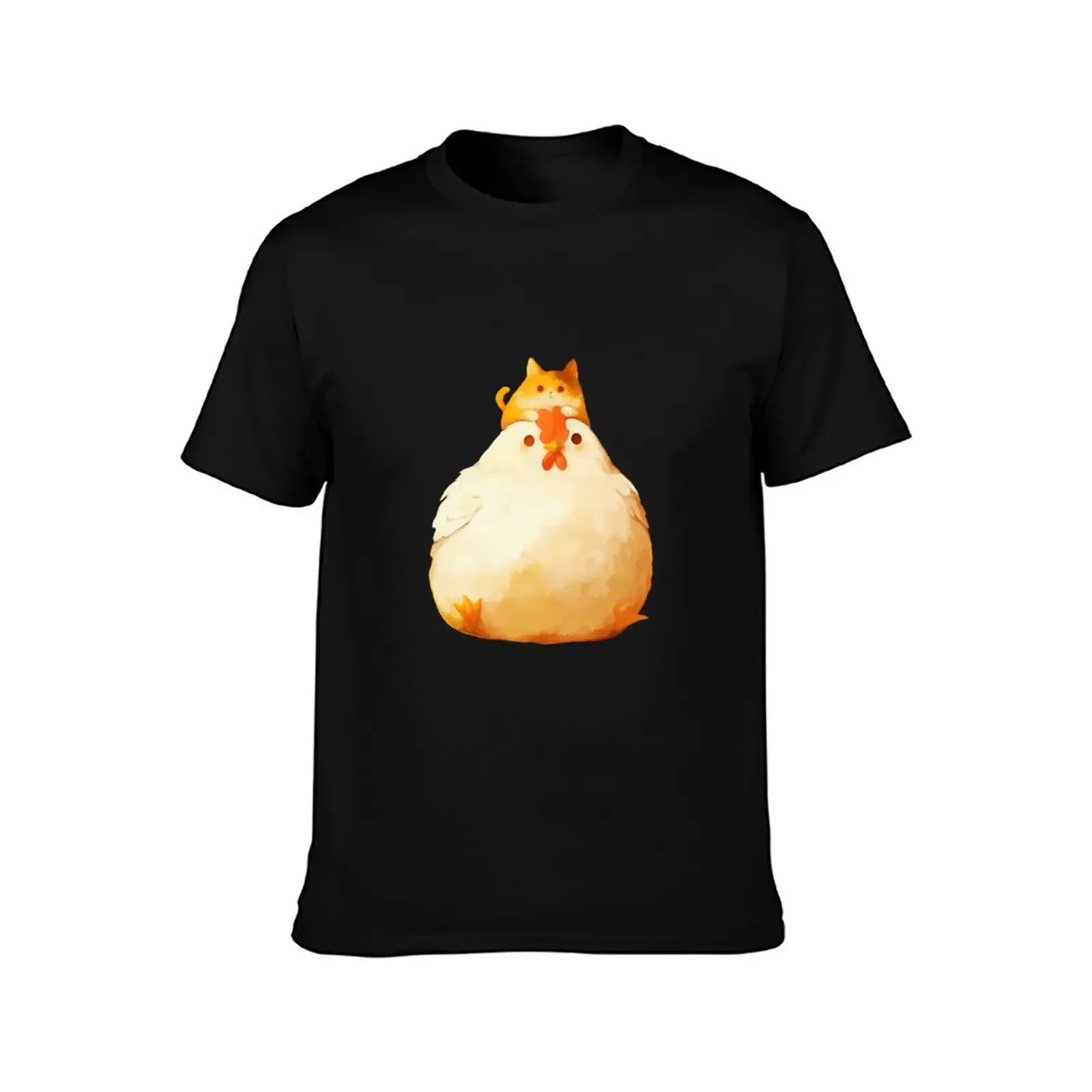 Cat on Chicken Cartoon T-Shirt Anime t-shirt luxury clothing labubu men t shirts