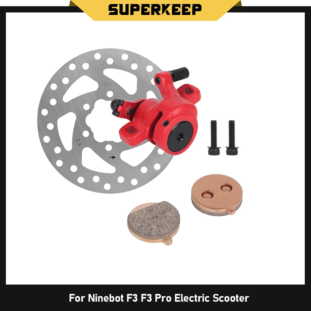 Image of Elektroroller für Ninebot F3 F3 Pro, Edelstahl, 120 mm Bremsscheibe, Scheibenbremse, hintere Bremssättel, inklusive Vollmetall-Bremsbeläge