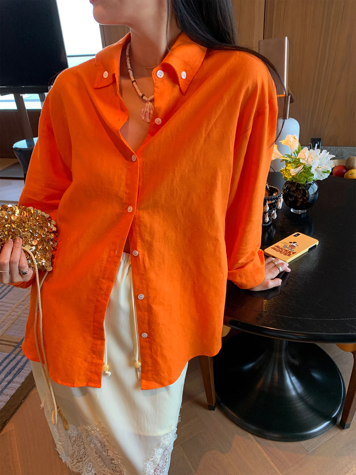 Donna lunga Sve Lino misto cotone irt Bal Design Inizio autunno Nuovo Sle Confortevole e traspirante Coreano Sle Allentato...